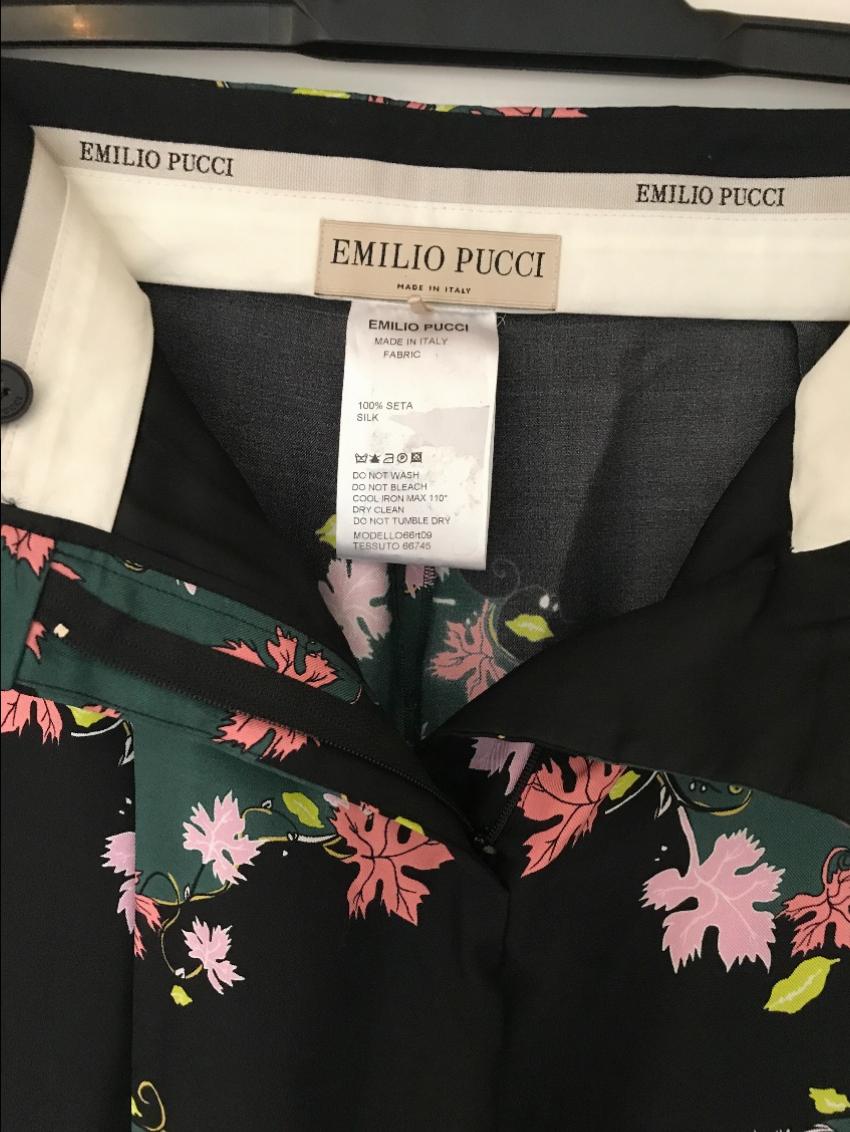 Emilio Pucci Silk Printed Trousers Size XS Floral / Patterned