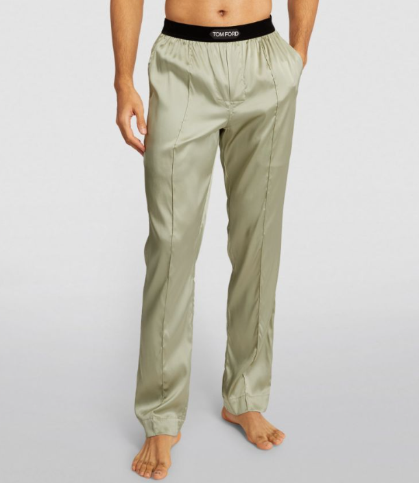 Men's Tom Ford Pistachio Low-waist Silk Trousers Size XL