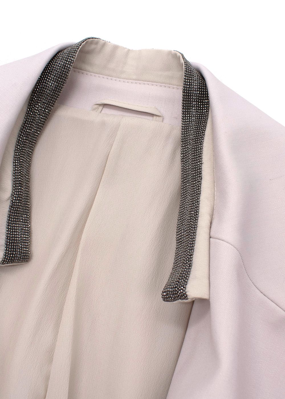 Brunello Cucinelli Bead Embellished Double Breasted Wool Blend Blazer Size XS Pale Pink wool/polyamide