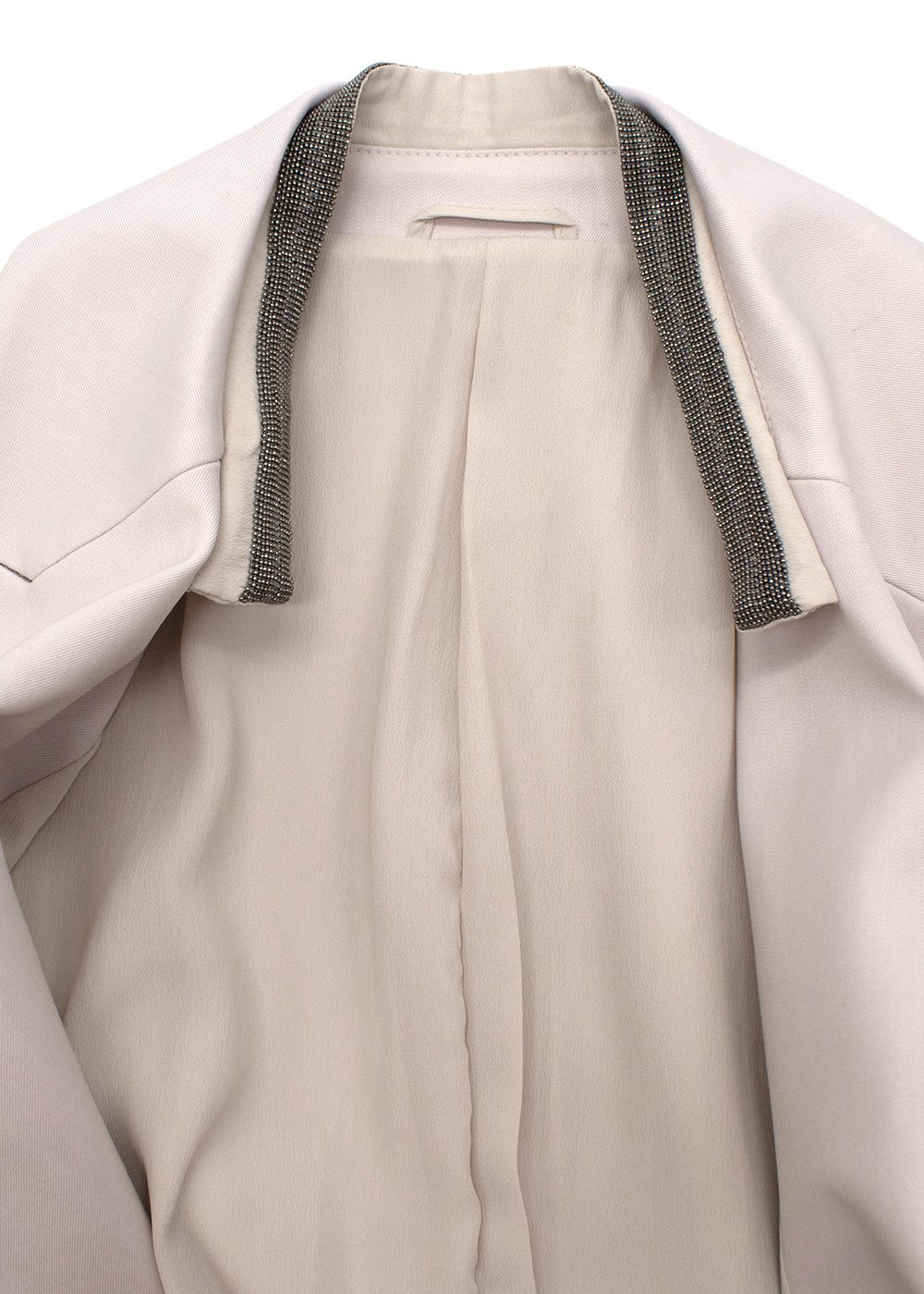 Brunello Cucinelli Bead Embellished Double Breasted Wool Blend Blazer Size XS Pale Pink wool/polyamide