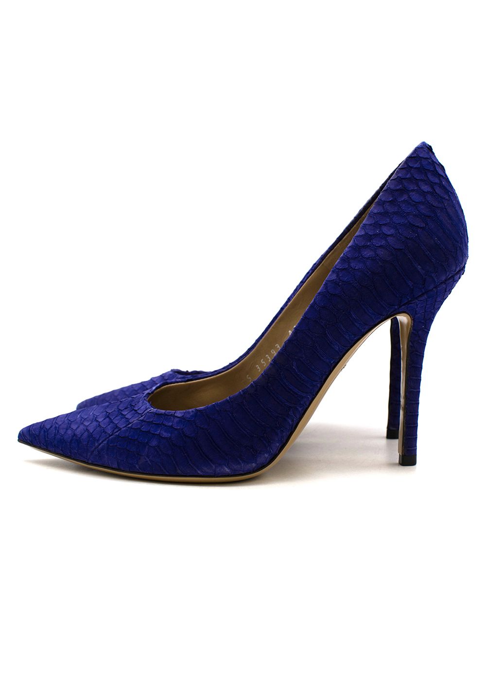 Preowned Salvatore Ferragamo violet python effect suede pumps Size 375