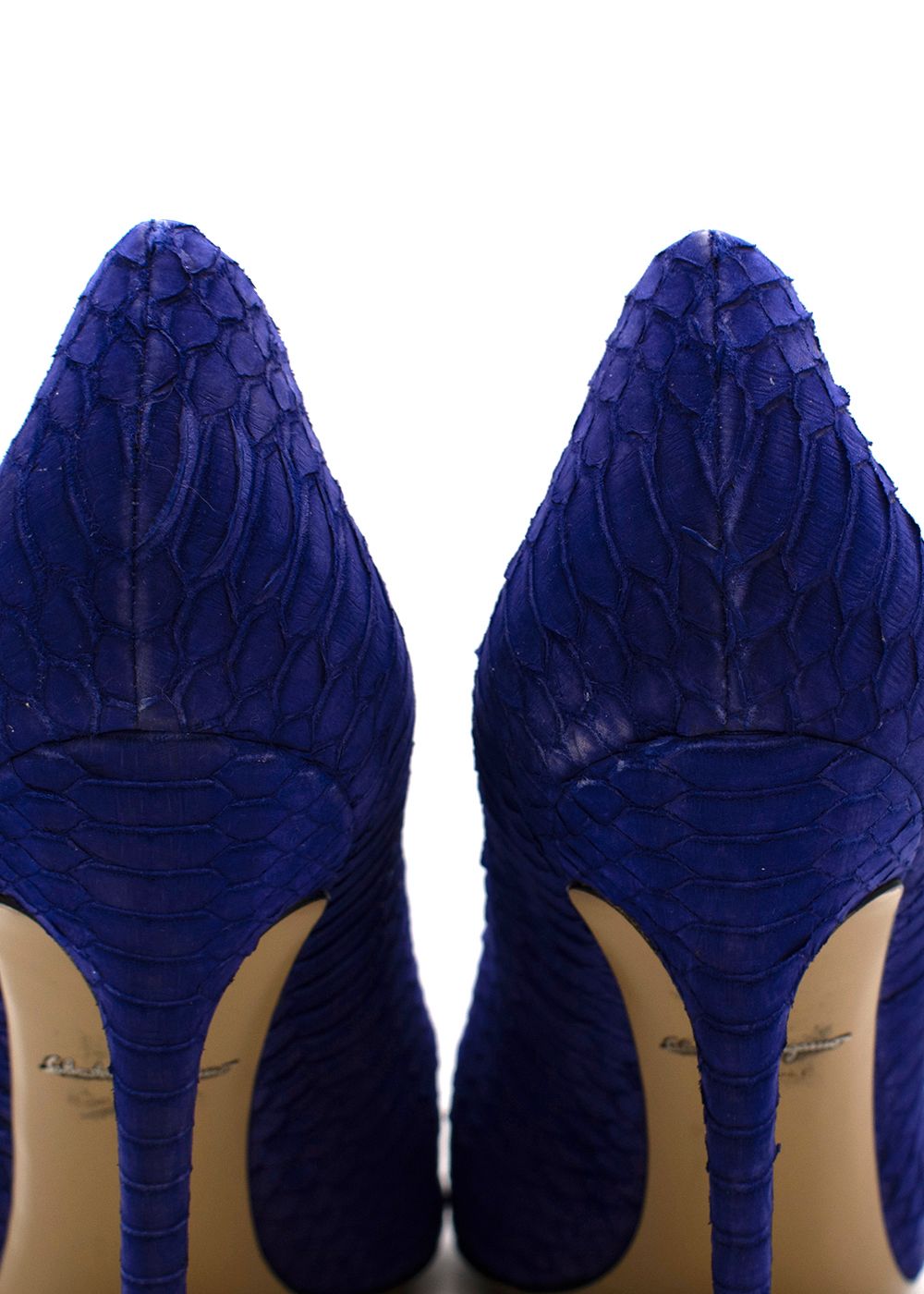 Preowned Salvatore Ferragamo violet python effect suede pumps Size 375