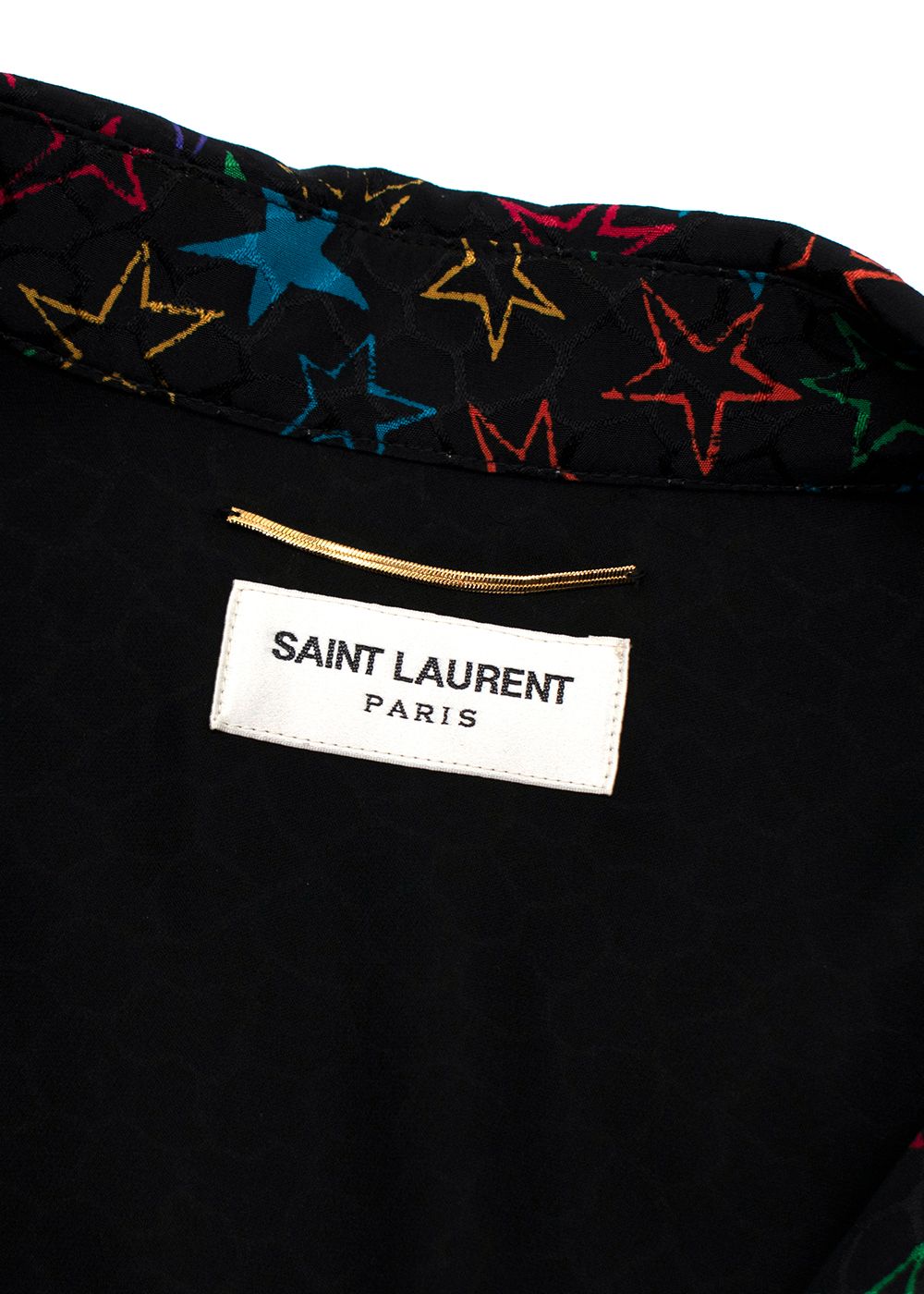 Saint Laurent Star Pattern Pleated Mini Shirt Dress Size S Multi viscose