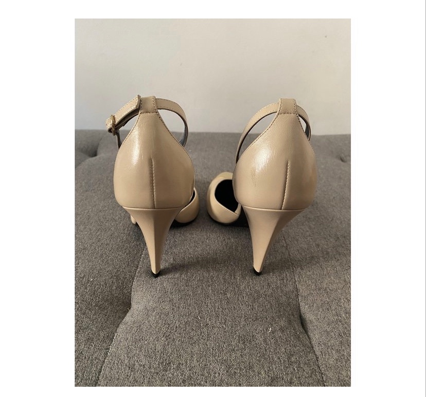 Celine Nude  Gold Triangle Heel Sandals Size 385 Beige/Nude leather