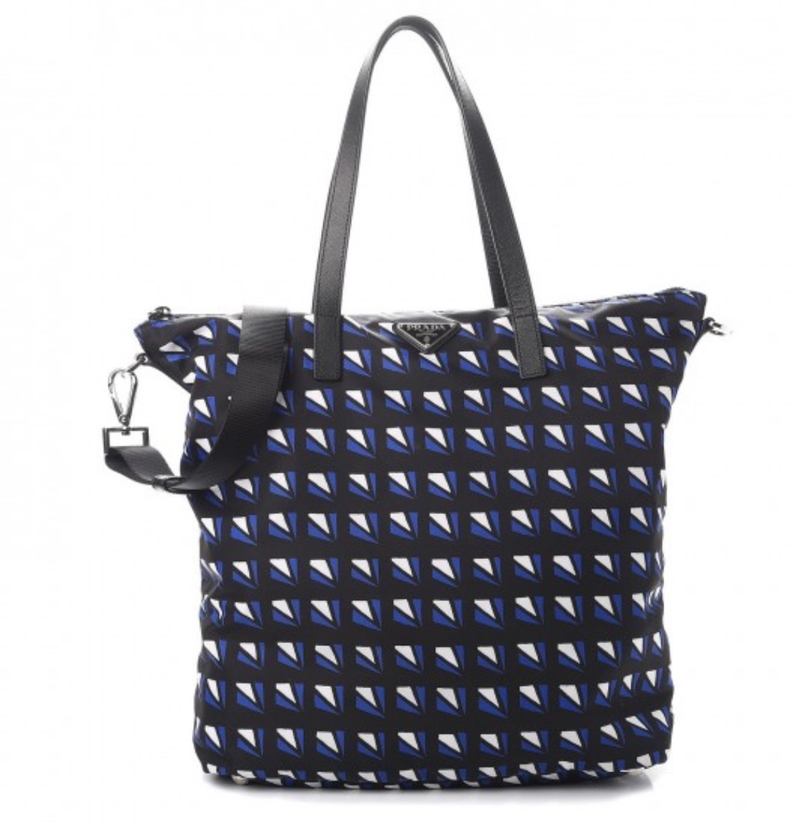 Prada Blue Geometric Printed Tote Bag Blue black nylon