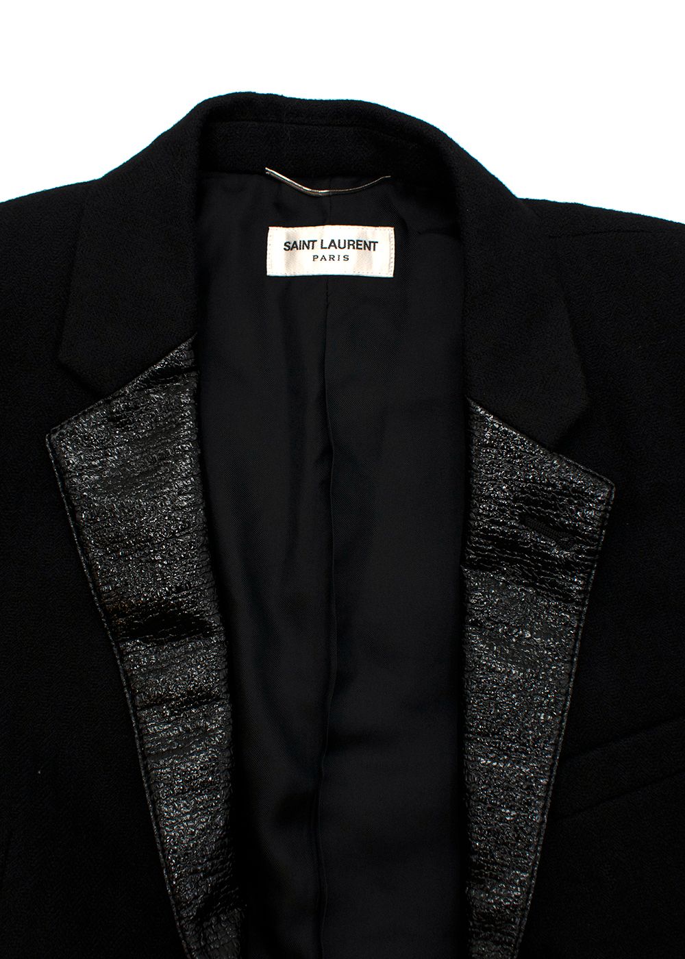 Men's Saint Laurent Black Wool Lame-Detail Evening Jacket Size L