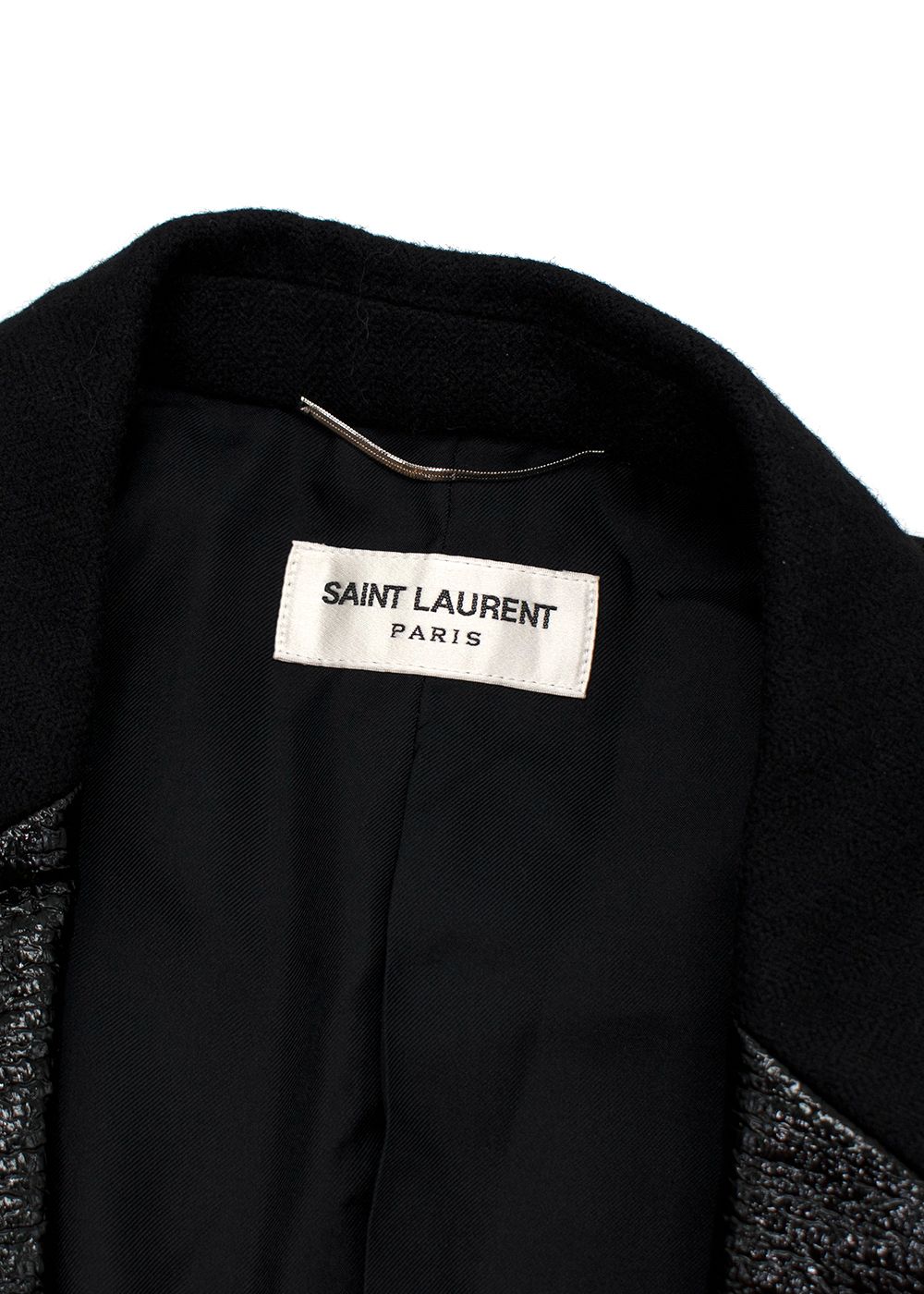 Men's Saint Laurent Black Wool Lame-Detail Evening Jacket Size L