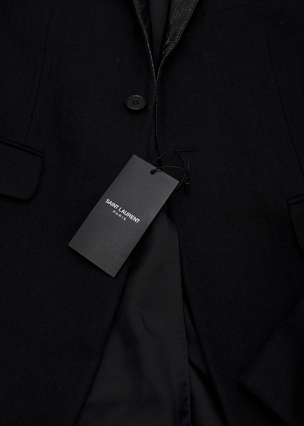 Men's Saint Laurent Black Wool Lame-Detail Evening Jacket Size L