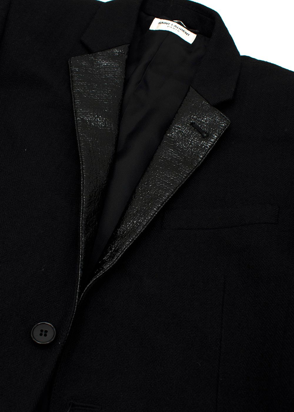 Men's Saint Laurent Black Wool Lame-Detail Evening Jacket Size L