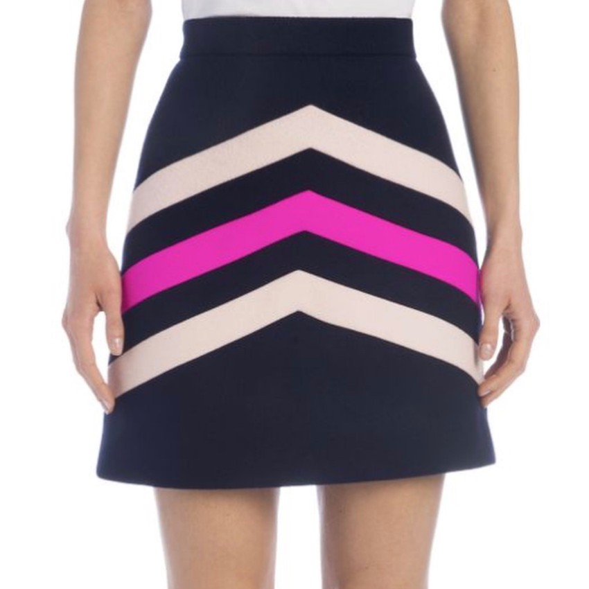 Preowned MSGM Pastel Stripe Wool Blend Mini Skirt Size XS Blue polyester