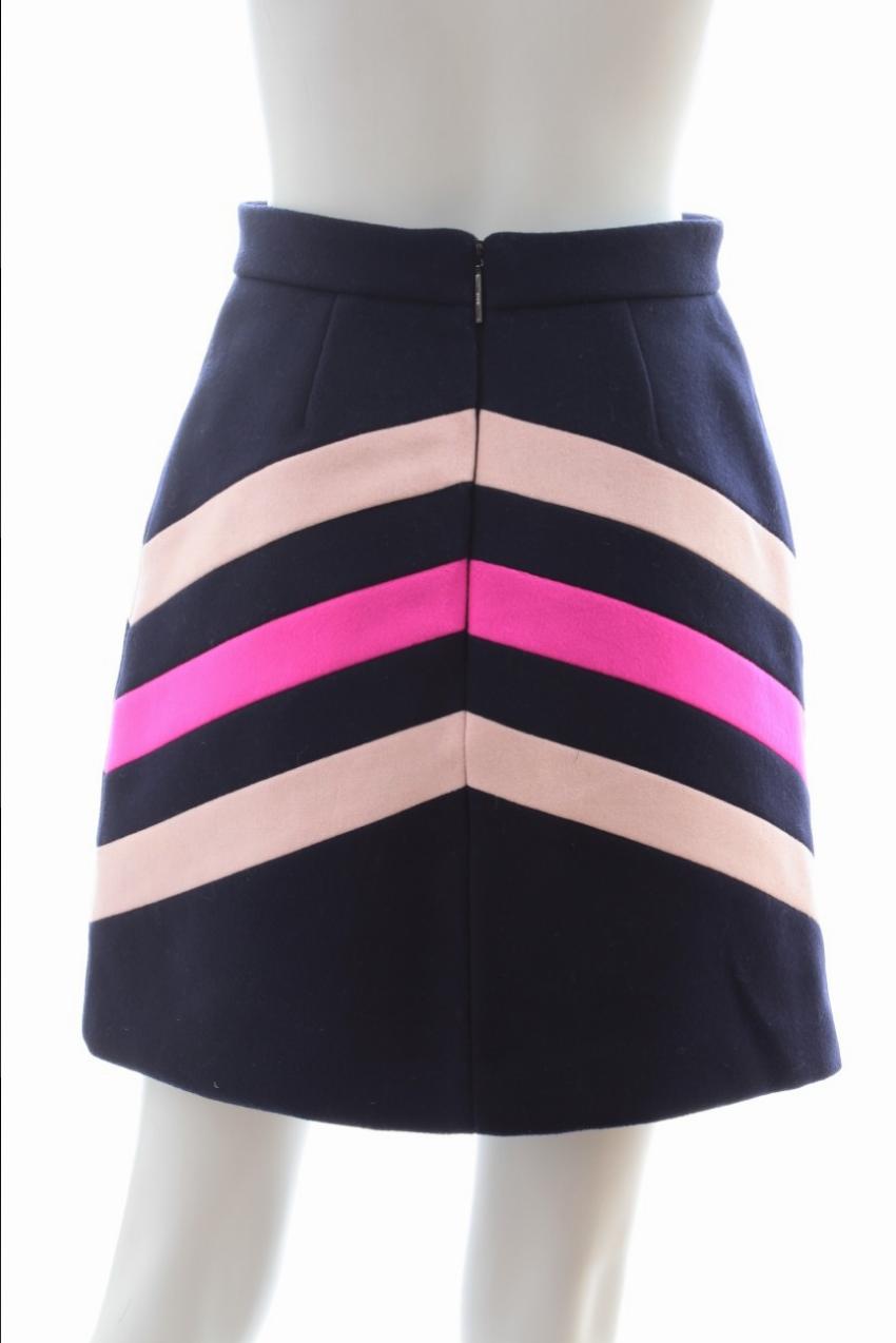 Preowned MSGM Pastel Stripe Wool Blend Mini Skirt Size XS Blue polyester