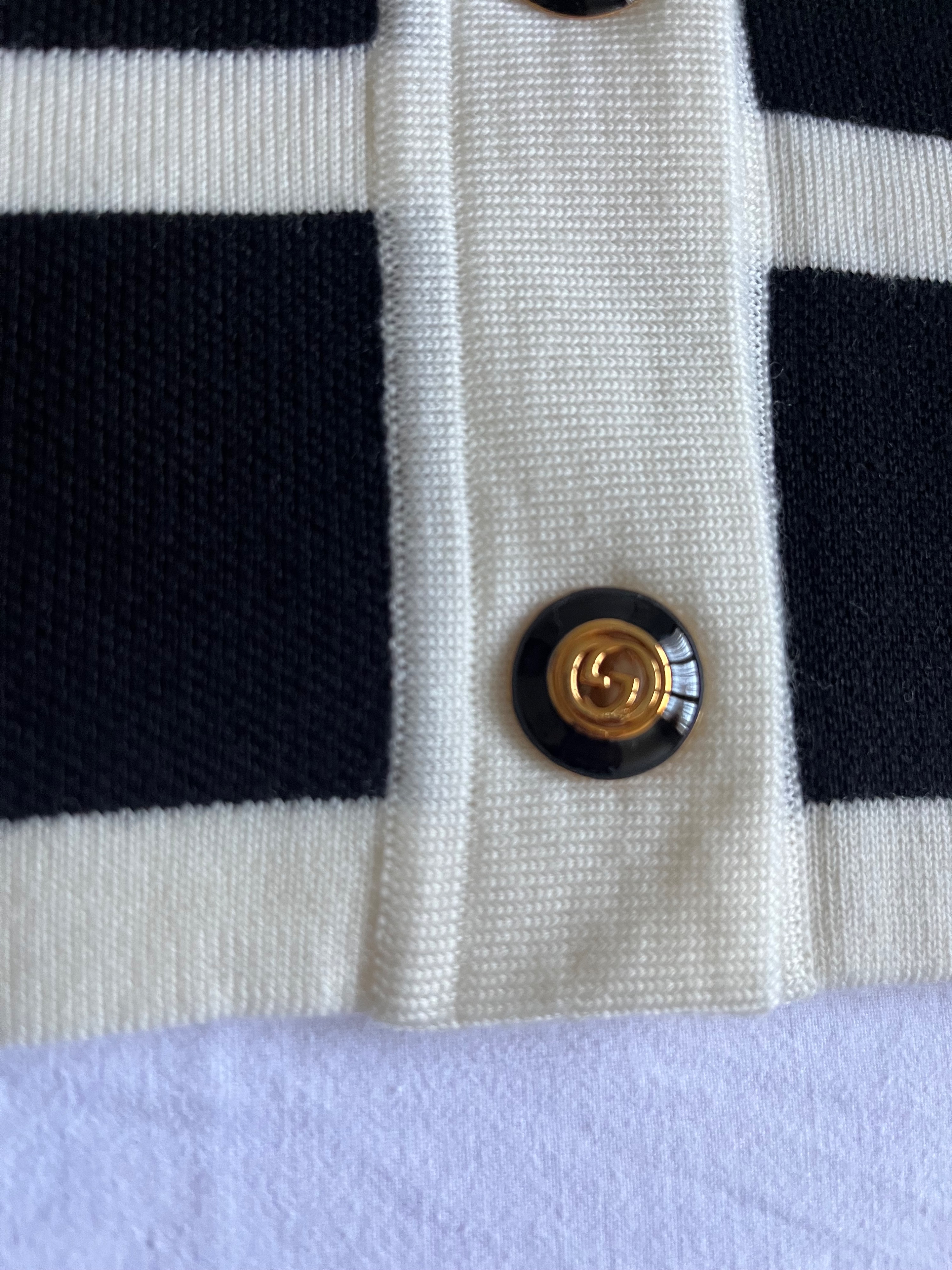 Gucci Black and White Cosmogonie Cardigan Size L Boackwhite wool