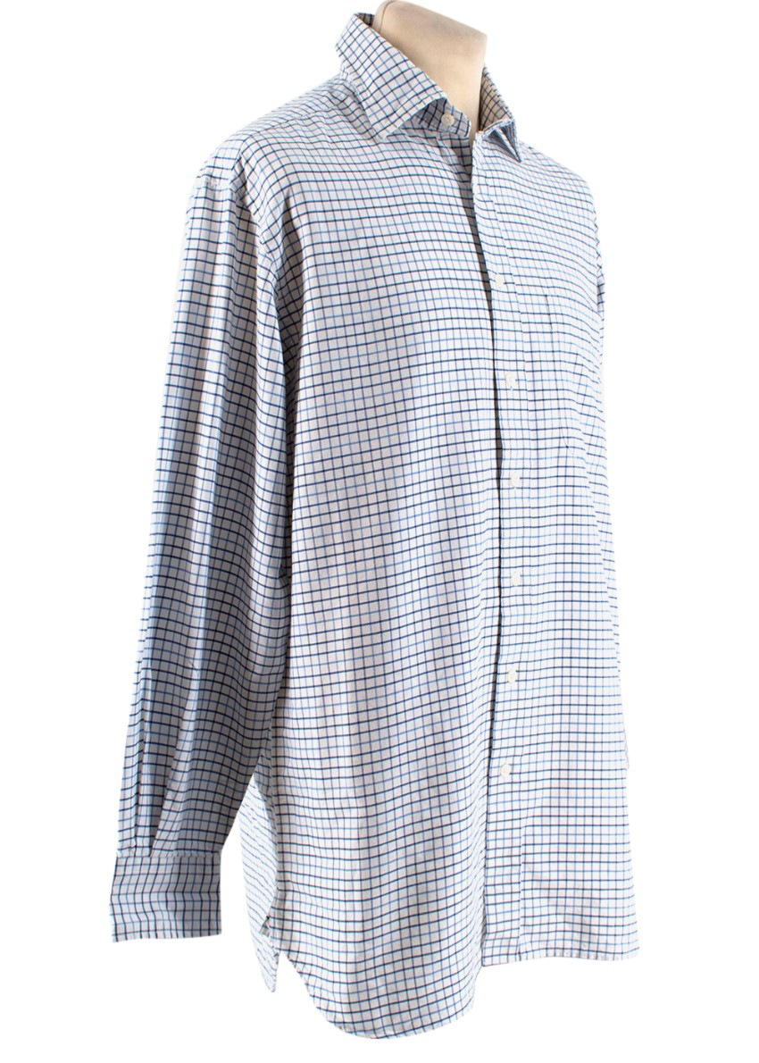 Cordings White/Blue Tattersall Check Classic Shirt Size 41