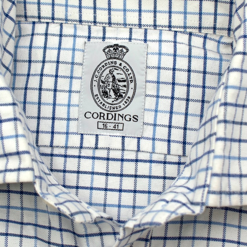 Cordings White/Blue Tattersall Check Classic Shirt Size 41