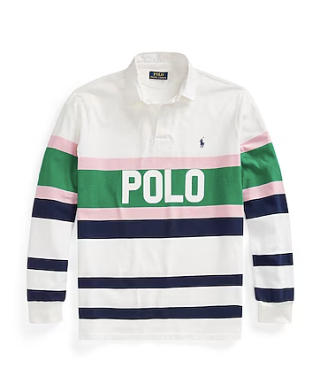 Men's Polo Ralph Lauren Rugby Shirt Size XL White Multi-Colour cotton