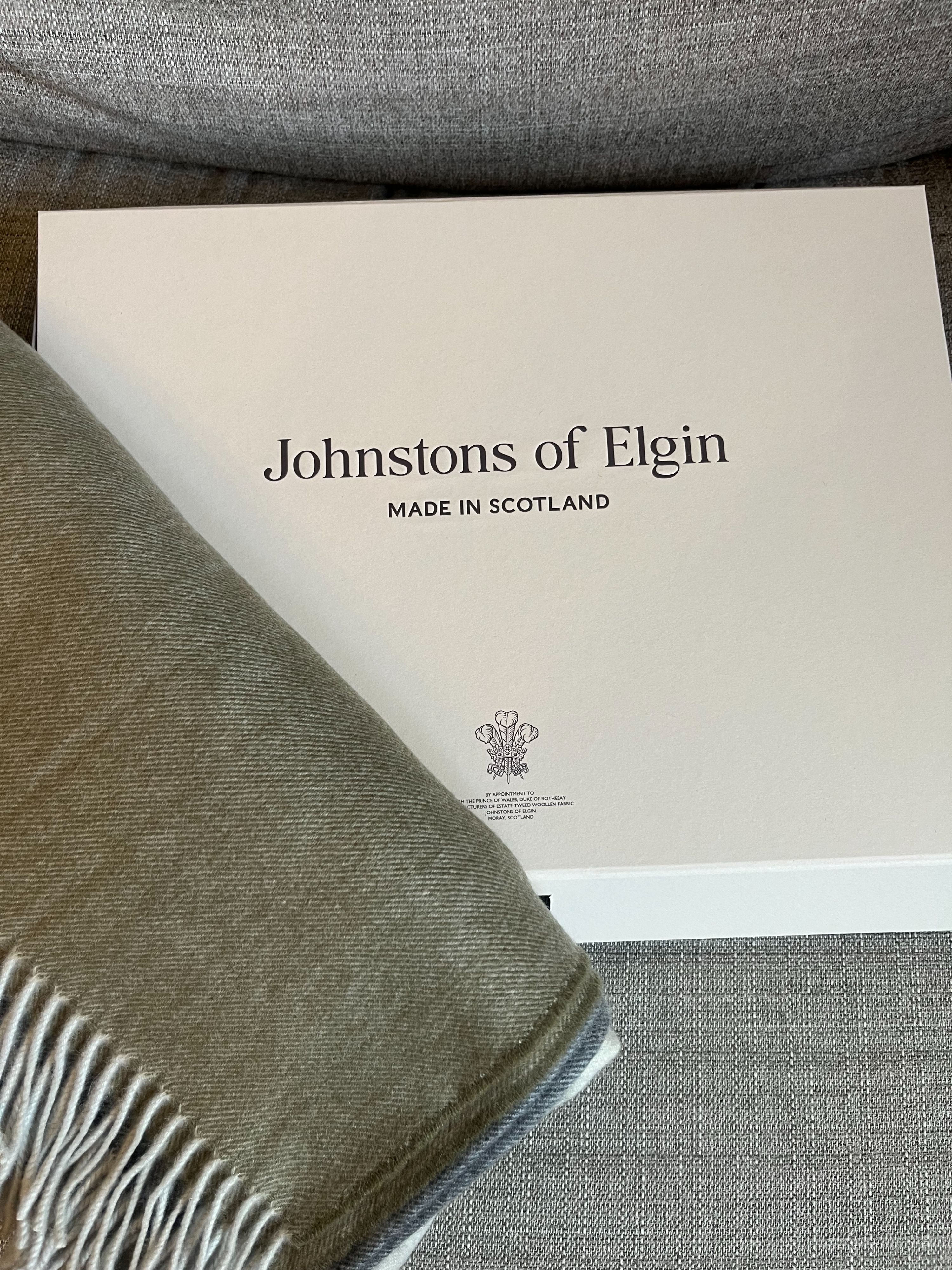 Johnstons of Elgin Ombre Cashmere Scarf Olive and grey