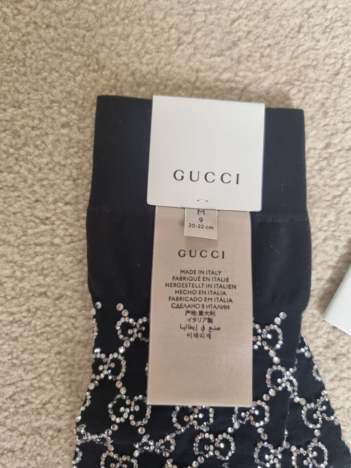 Gucci Black Crystal Embellished Socks Size M polyamide/elastane