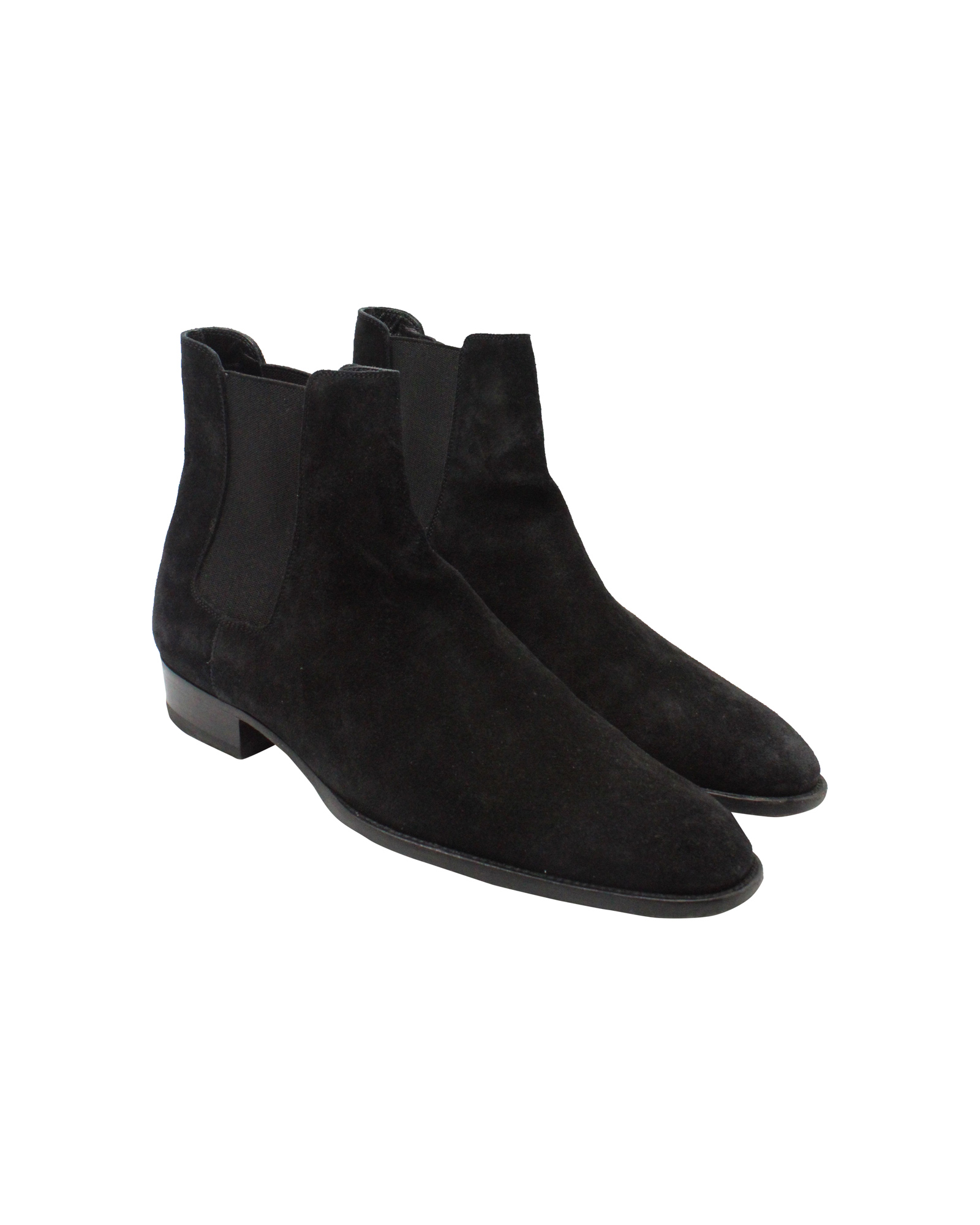 Saint Laurent Black Suede Wyatt Chelsea Boots Size 415