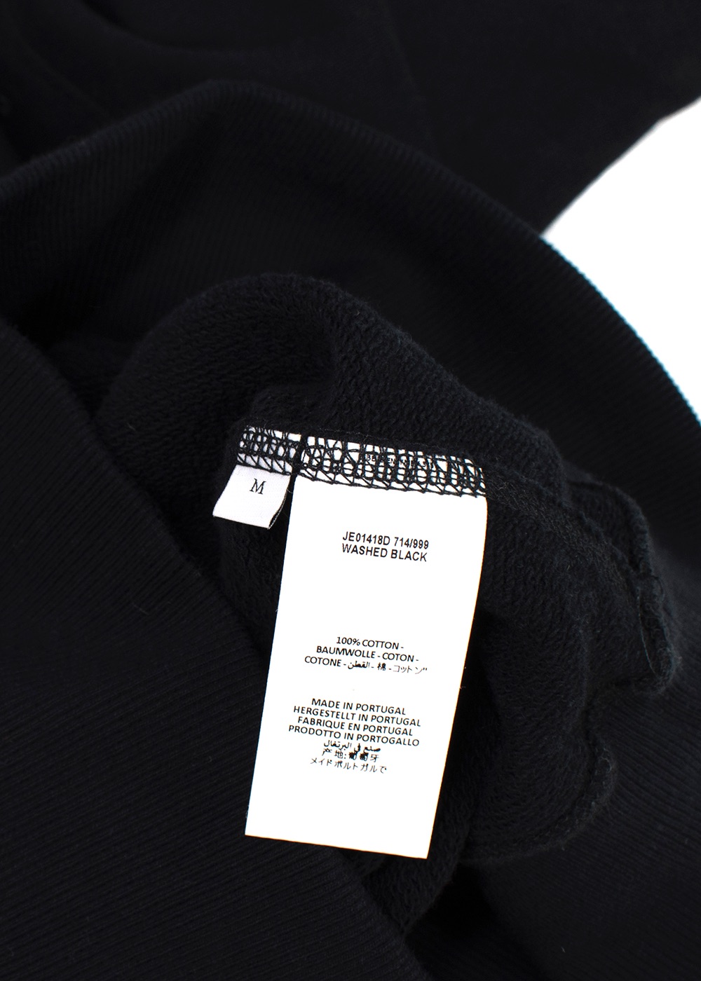 JW Anderson Washed Black Embroidered Cotton Sweatshirt Size M