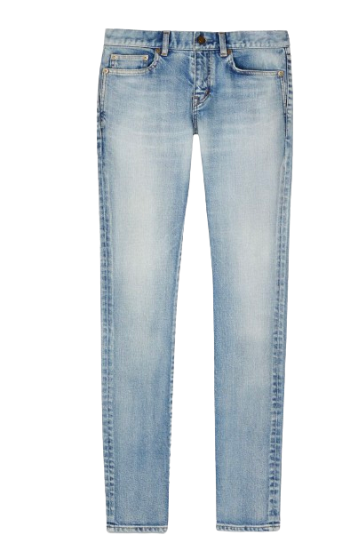 Saint Laurent Washed Denim Distressed Skinny Jeans Size 24/61 Blue wash denim- cotton