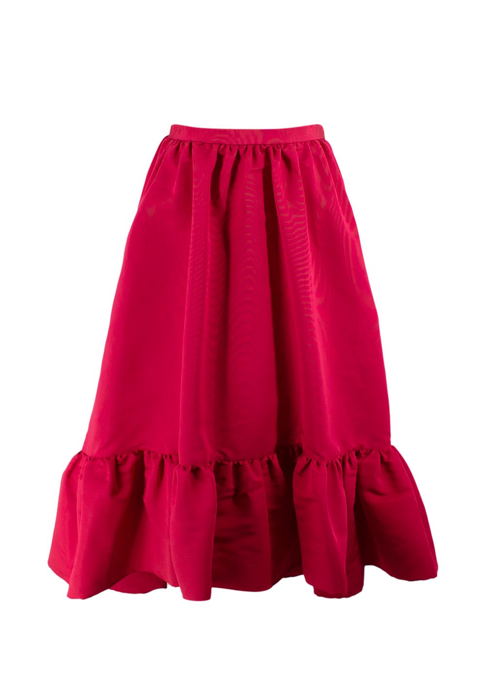 Adam Lippes Red Silk Ruffle-hem Skirt Size XS