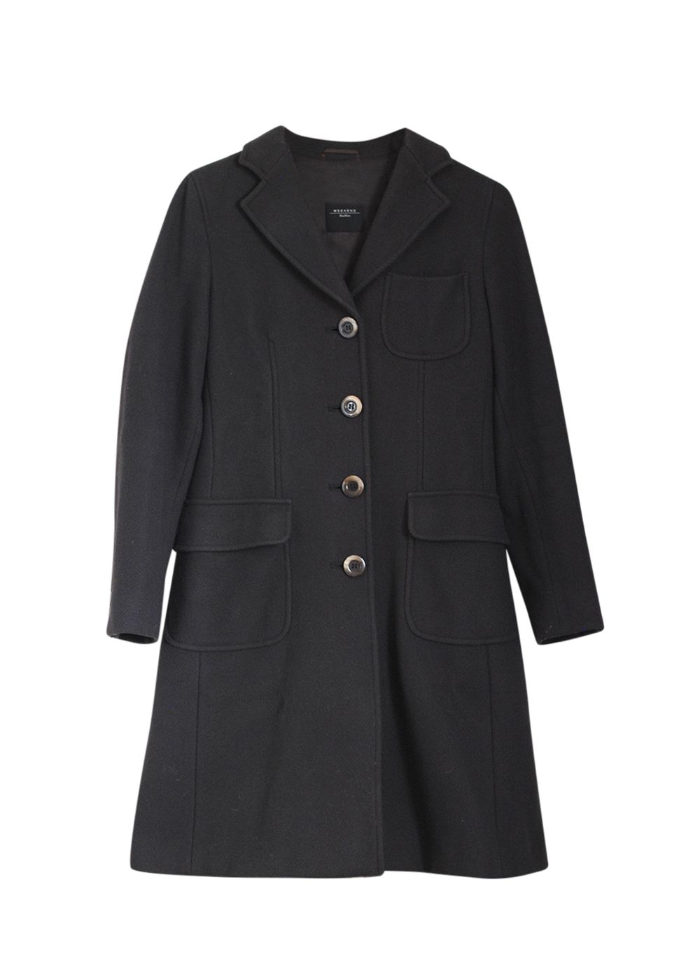 Preowned Max Mara Deep Brown Wool Overcoat Size XS