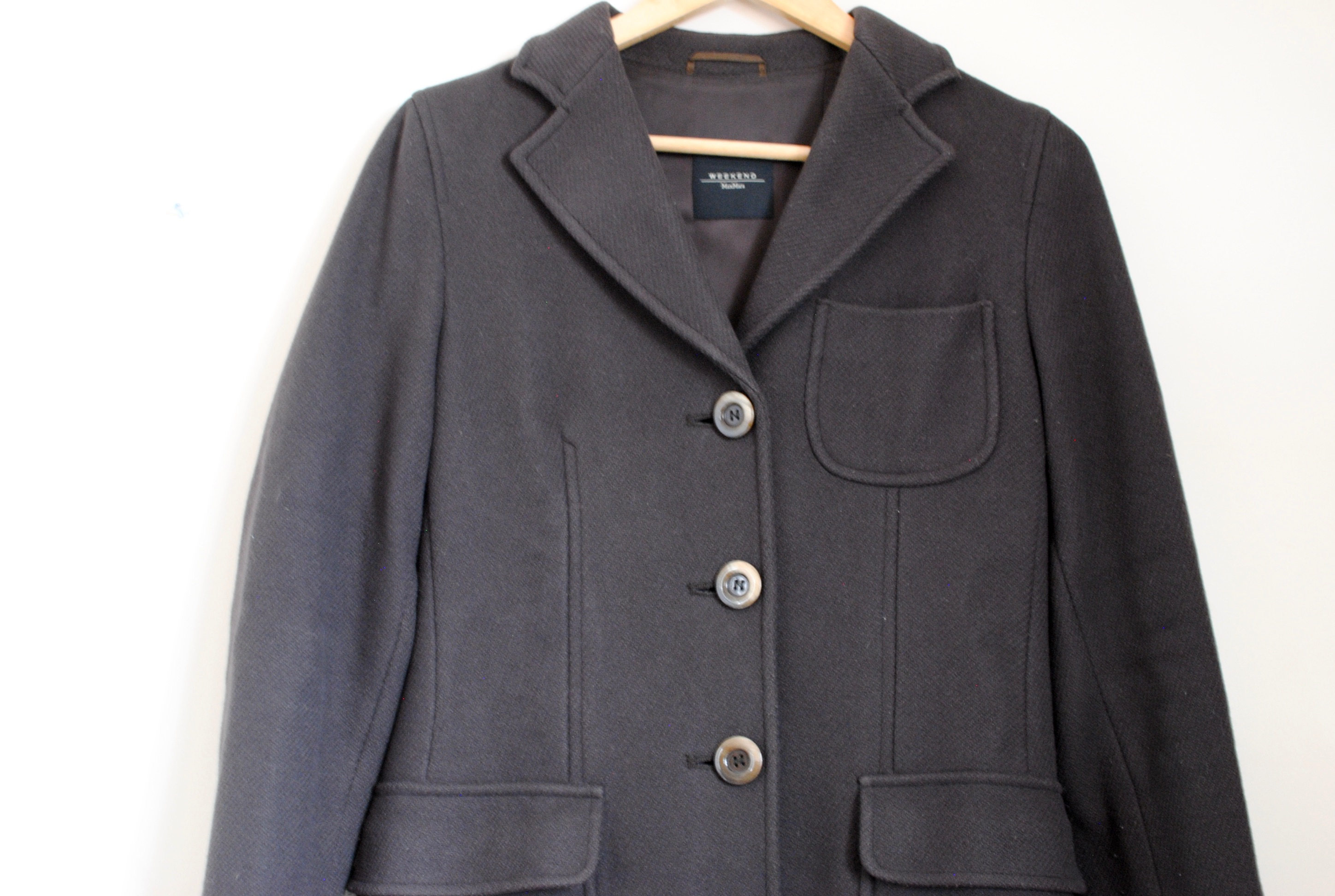 Preowned Max Mara Deep Brown Wool Overcoat Size XS