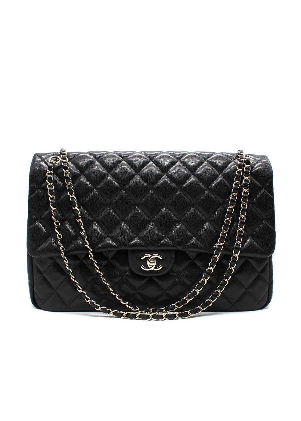 Chanel Black Caviar Leather Maxi Single Flap Bag