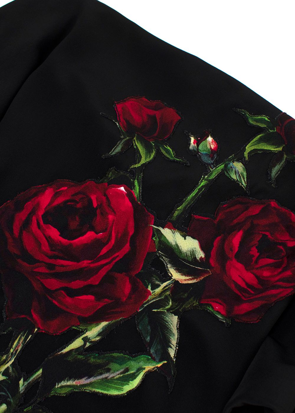 Dolce  Gabbana Black Silk Red Rose Top Size S