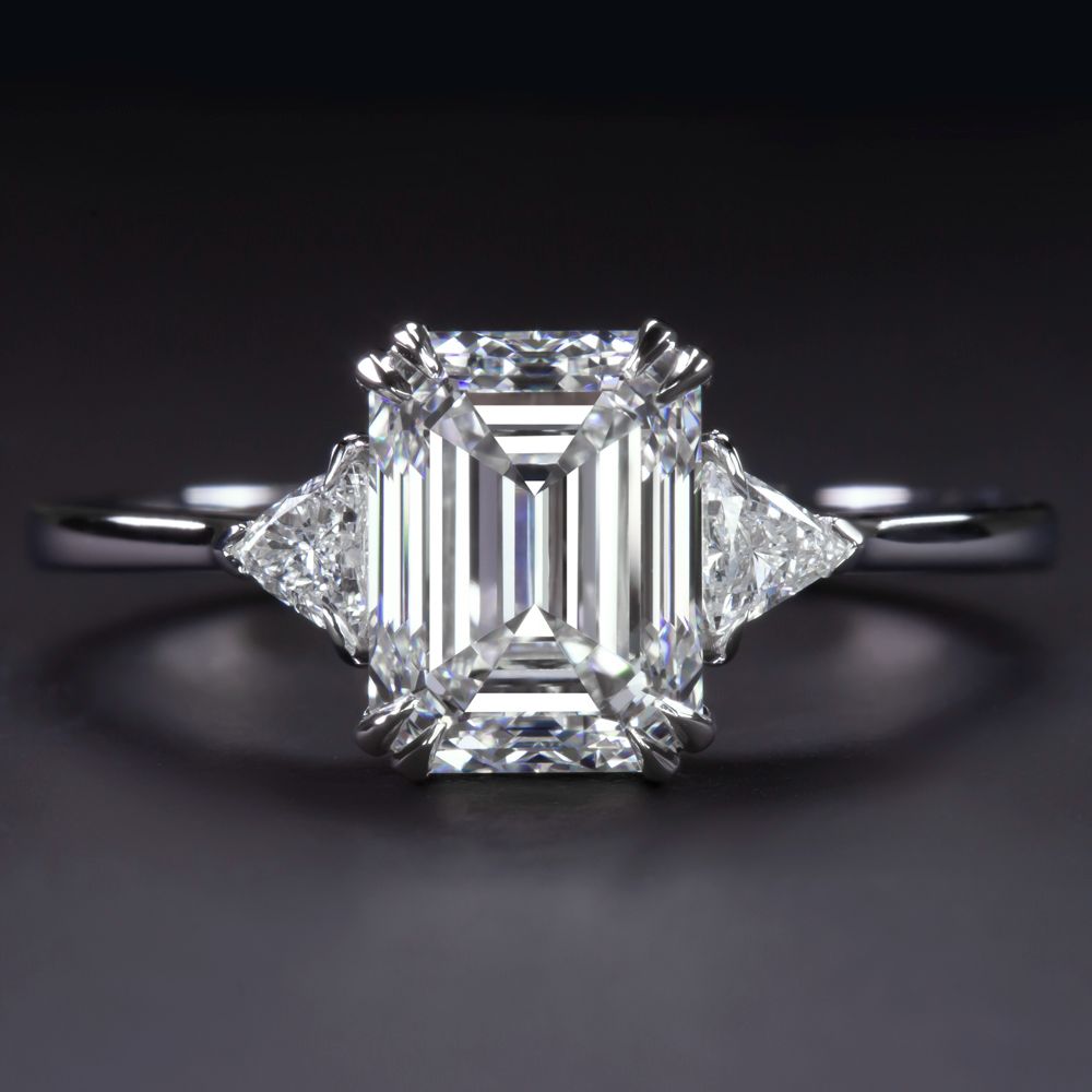 Verde 2ct IGI Certified Lab-grown Emerald Cut Diamond Ring Silver k white gold/lab-grown diamond