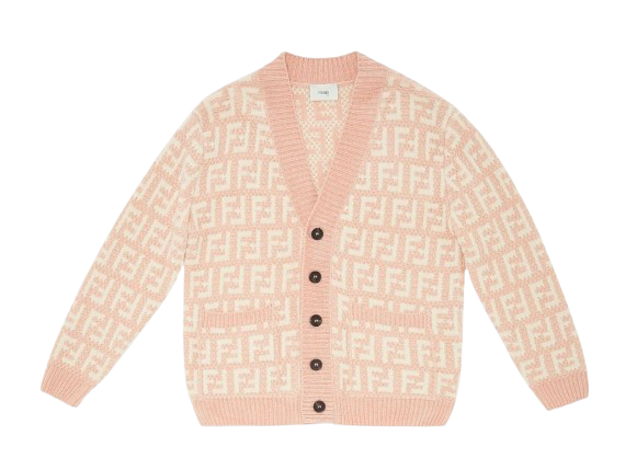 Boys Fendi Infant  Pink Knitted Monogram Cardigan Size 9-12 Months Pinks and cream cotton/viscose