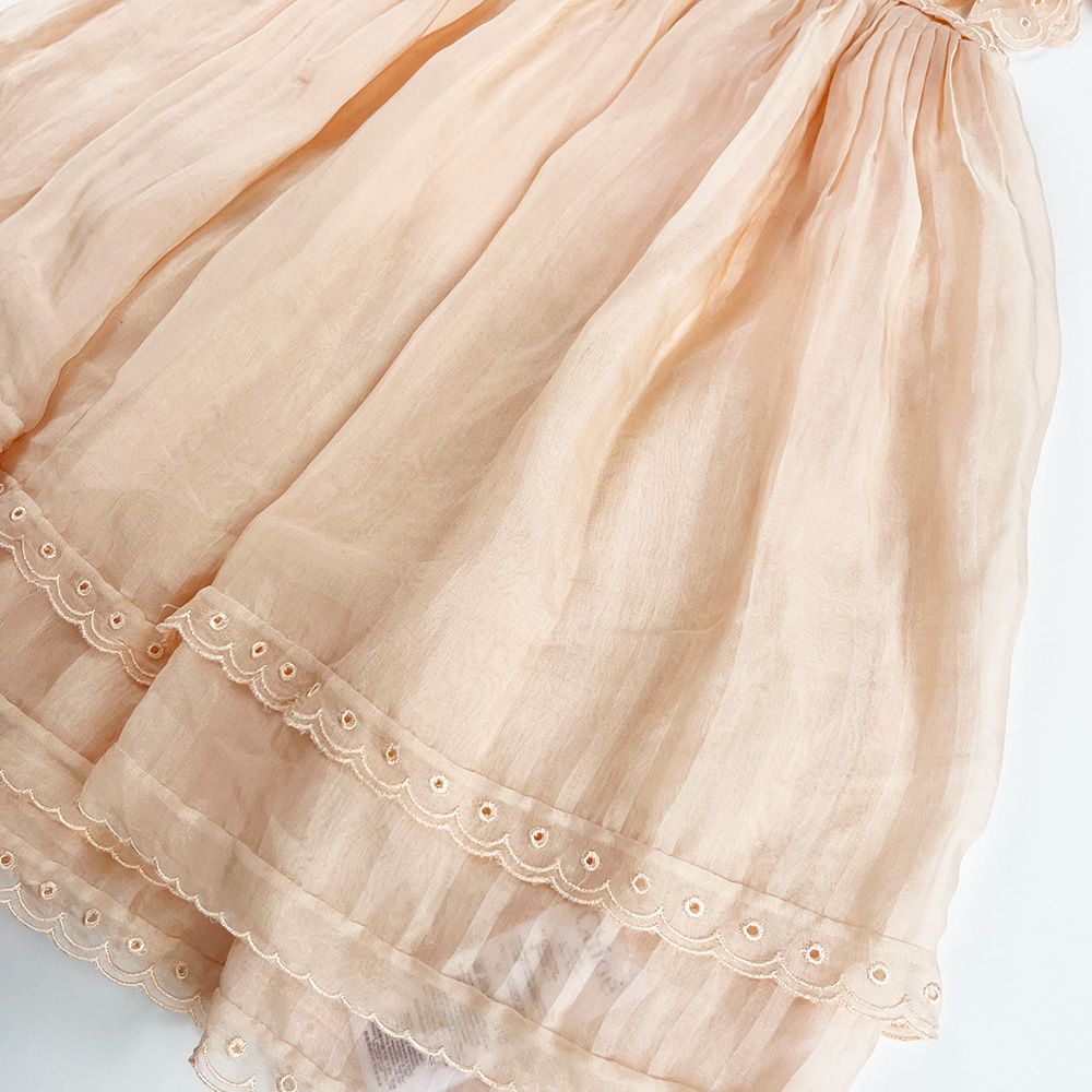 Boys Preowned Chloe Frill Broderie Detail Silk Top Size 5 Years Peachy Pink