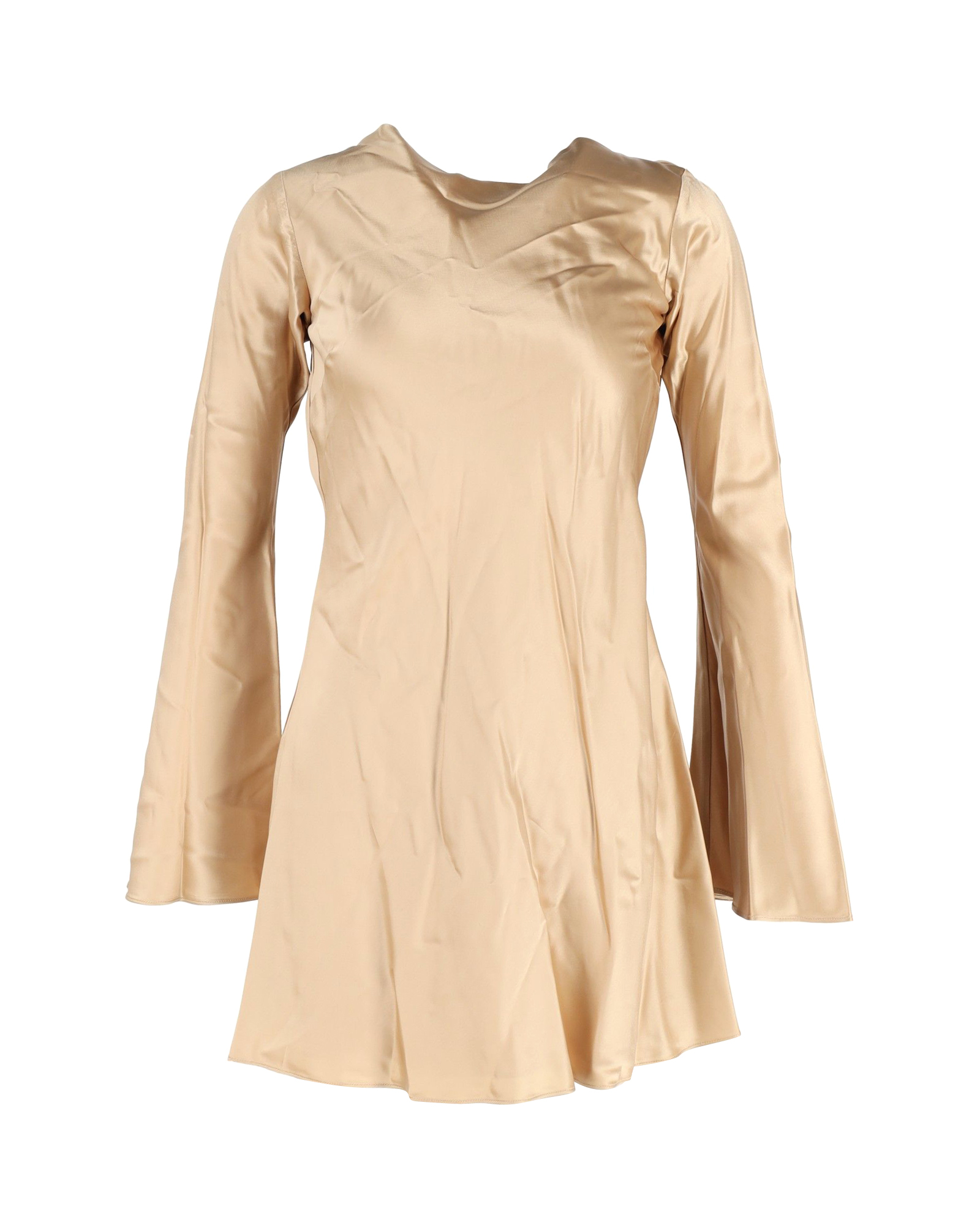 Preowned Cult Gaia Satin Milla Mini Dress Size M beige silk