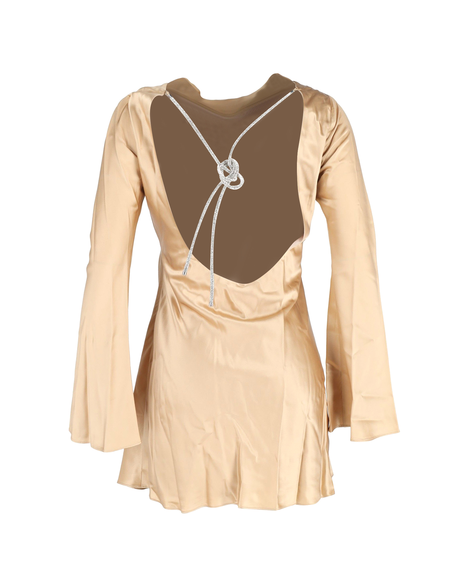 Preowned Cult Gaia Satin Milla Mini Dress Size M beige silk