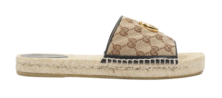 Gucci Logo Print Espadrille Size 36 beige cloth