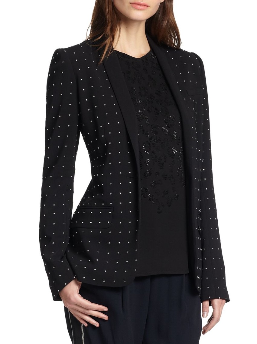 ALC rhinestone embellished black James Blazer Size XS viscose