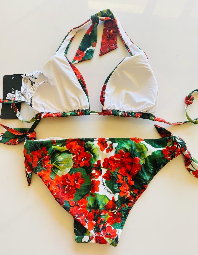 Red Geranium Printed Triangle Bikini Size S polyamide/elasthan