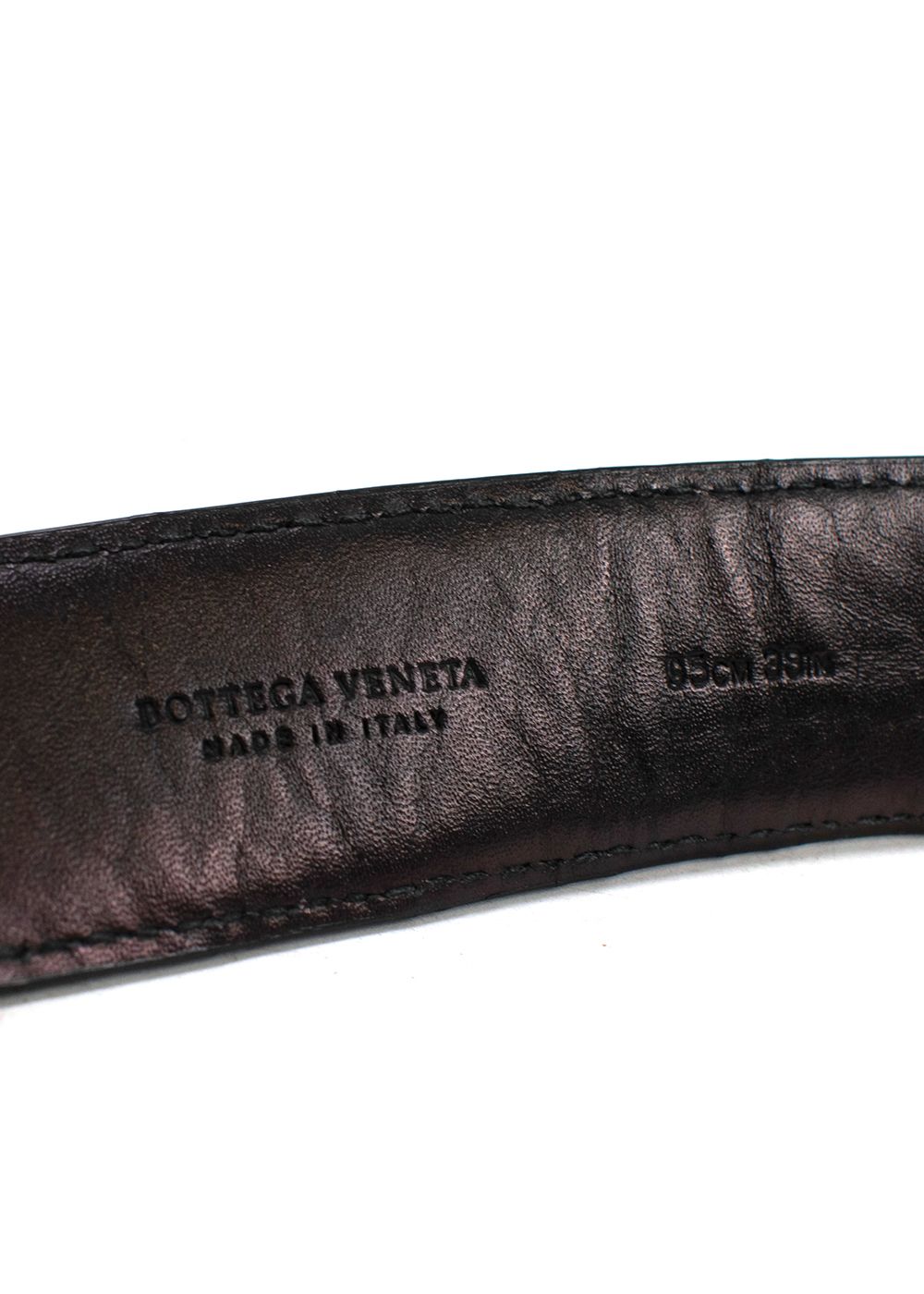 Preowned Bottega Veneta Black Intrecciato Belt leather