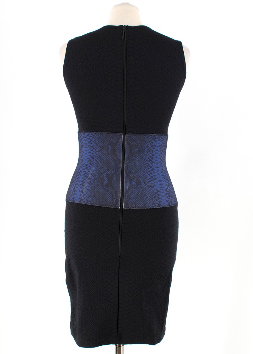 Preowned Christopher Kane Black and Blue Snake Print Dress Size XS polymide/elastane/trim