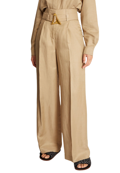 Aeron Linen-Blend Alondra Trousers Size L cream cotton