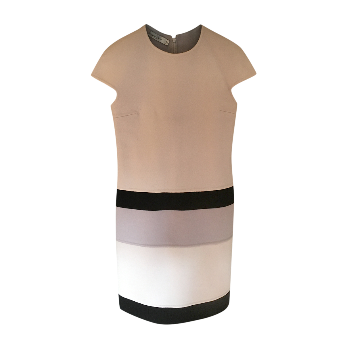 Preowned Christian Dior Grey Colourblock Cashmere Dress Size XS