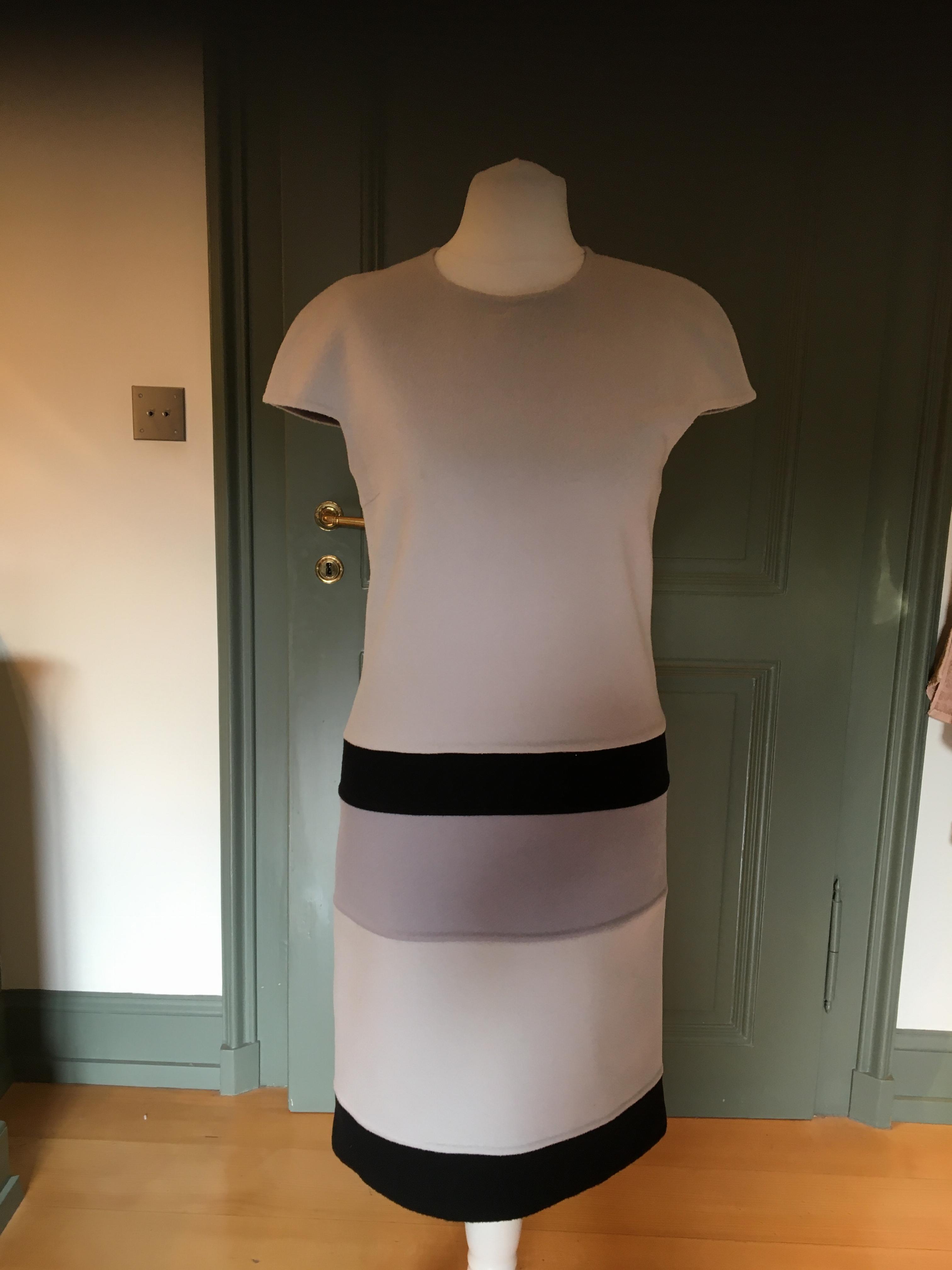 Preowned Christian Dior Grey Colourblock Cashmere Dress Size XS