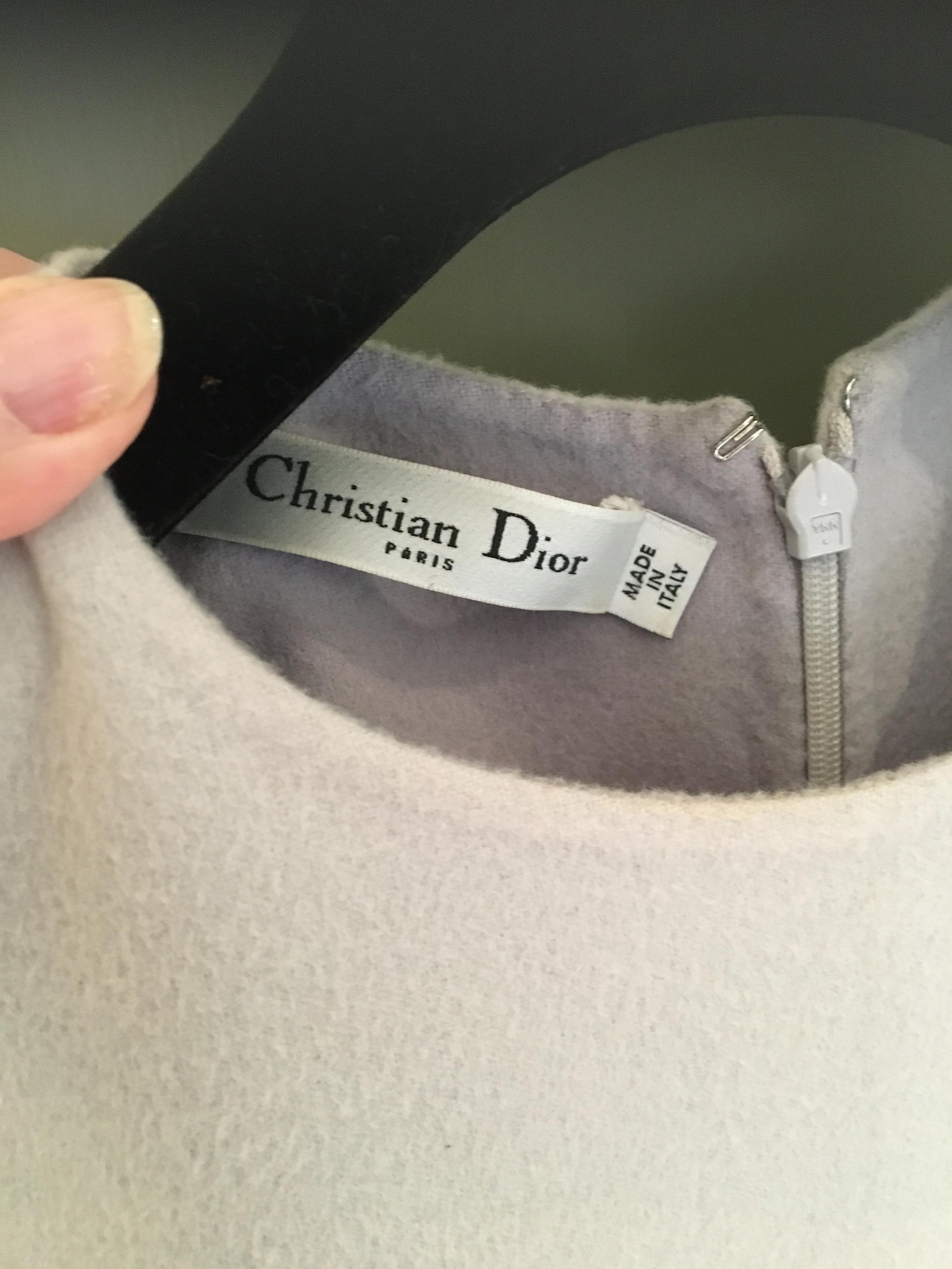 Preowned Christian Dior Grey Colourblock Cashmere Dress Size XS