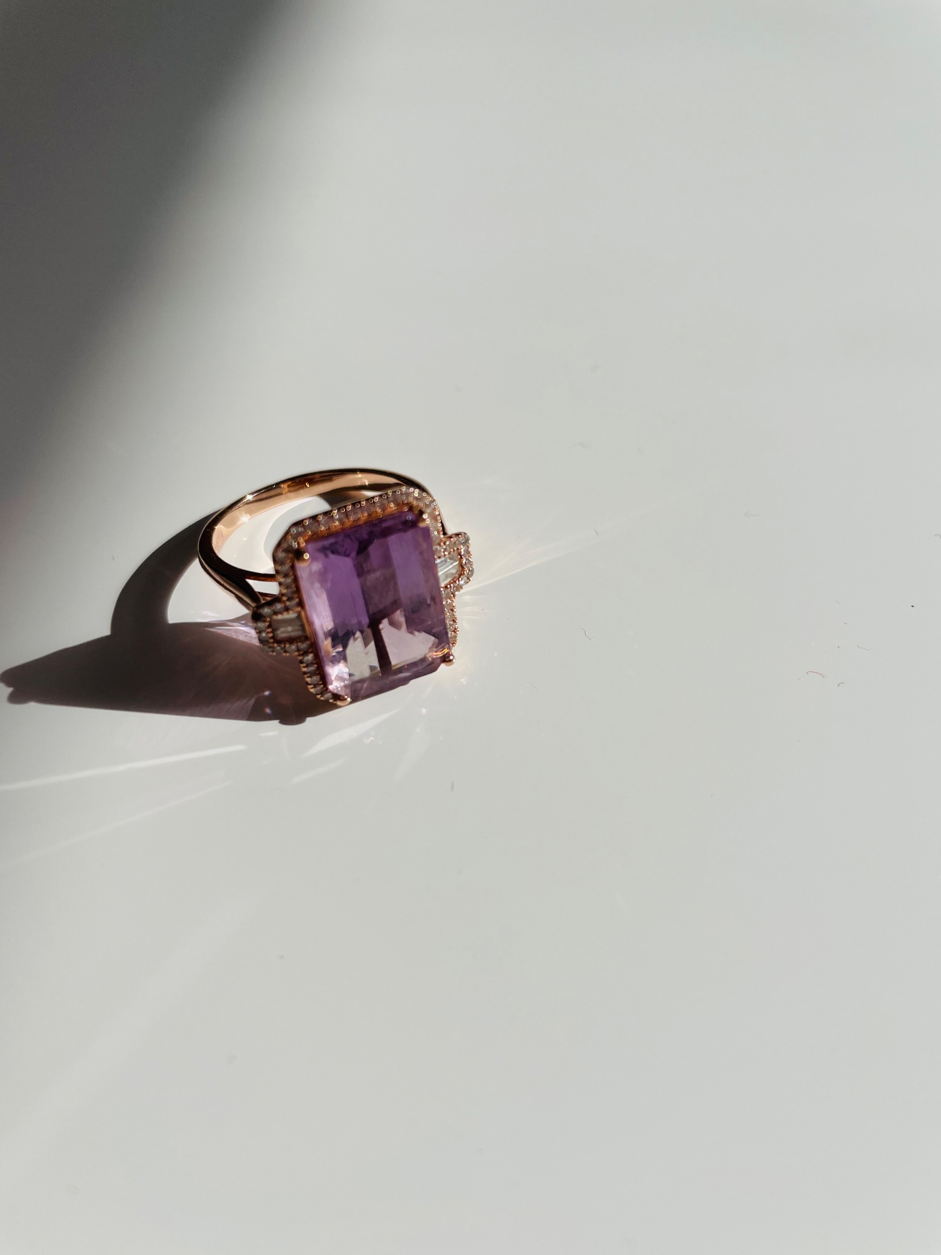 Diamond  Morganite 14kt Rose Gold Cocktail Ring - Size 75 Size M