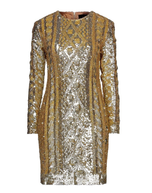 Max Mara Gold Sequin Evening Dress Size M polyamide