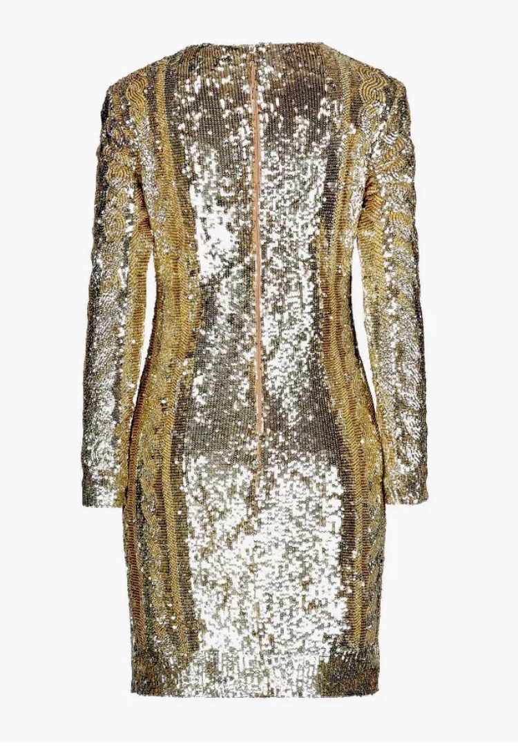 Max Mara Gold Sequin Evening Dress Size M polyamide