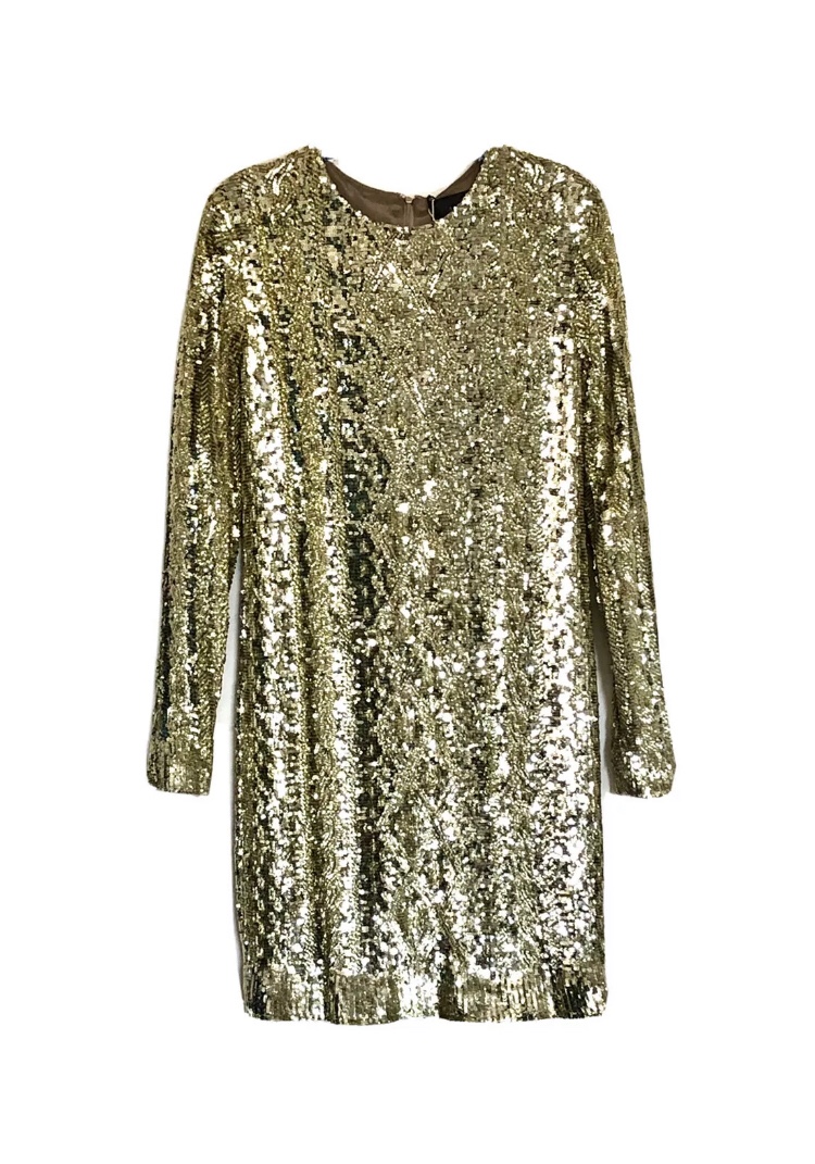 Max Mara Gold Sequin Evening Dress Size M polyamide