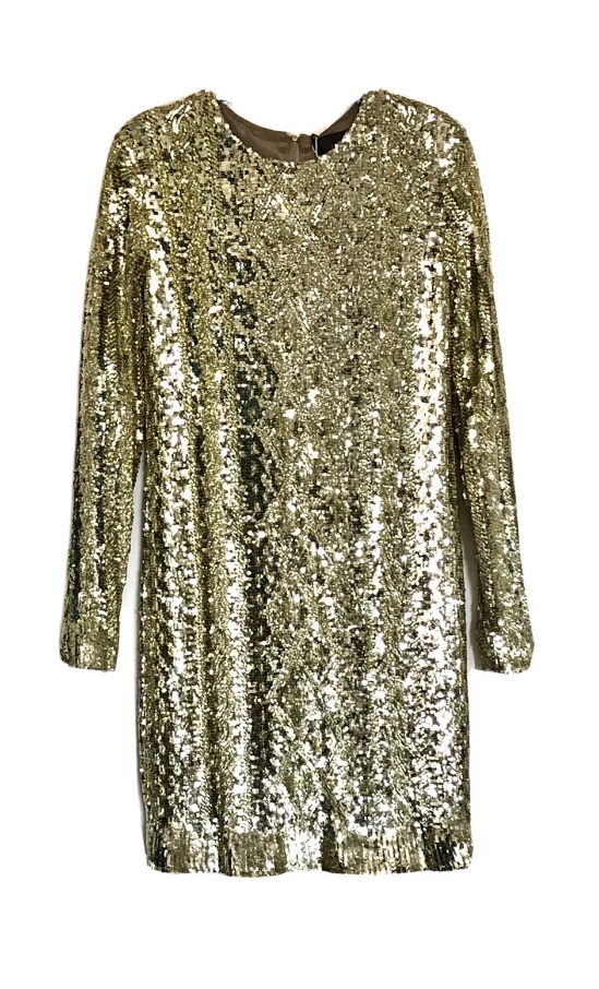 Max Mara Gold Sequin Evening Dress Size M polyamide