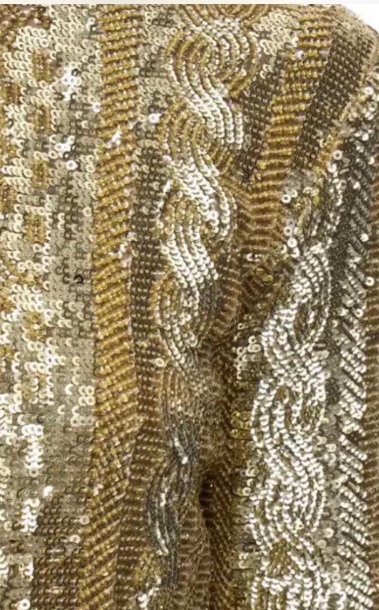 Max Mara Gold Sequin Evening Dress Size M polyamide