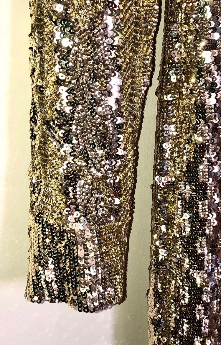 Max Mara Gold Sequin Evening Dress Size M polyamide